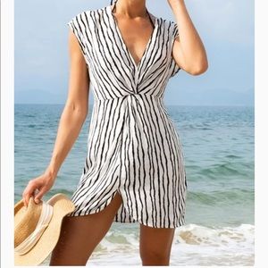 Black & white sundress with stretch waist, CupShe